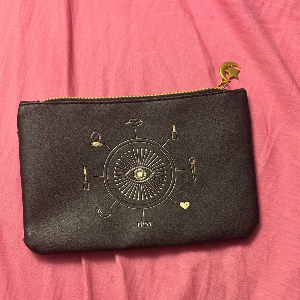 🚫SOLD🚫 for Kelly Ipsy Black Pouch with Gold Celestial Detailing - Picture 2 of 3